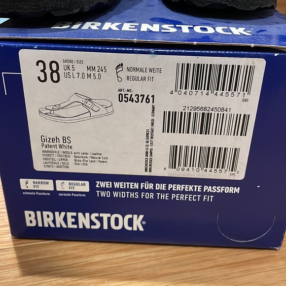 NIB Birkenstock Gizeh in Patent White, size 38 (US women’s 7) - Picture 5 of 6